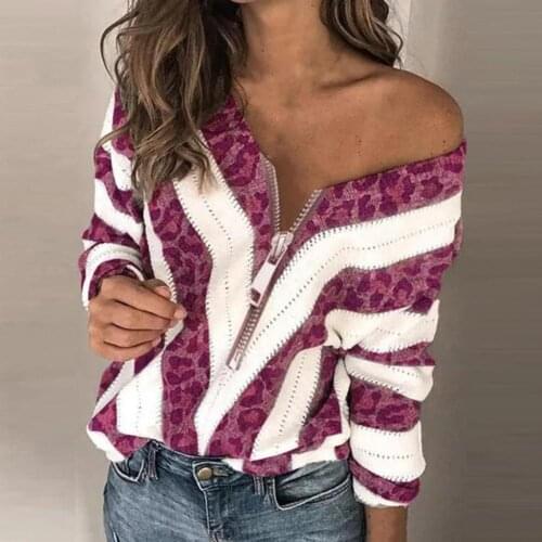Elastic Autumn Winter Stripped Print Loose Fit Sweater for Daily Life