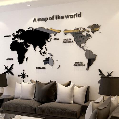 World Map Decals Printing Self-Adhesive Living Room 3D Wall Decal Sofa Backgroud Mural Large Wallpaper Art Home Decor Wallpaper