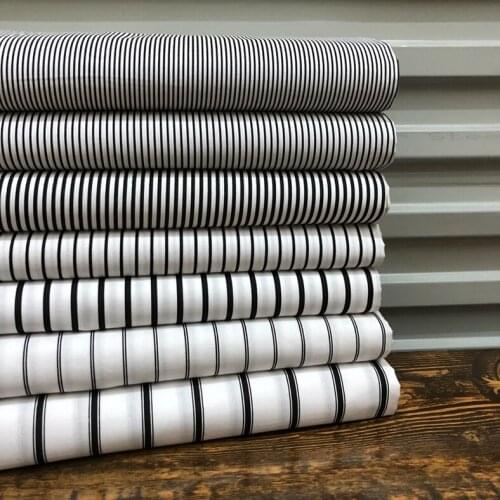 Cotton Stripes Cloth Black And White Stripes Linen-like Pure Cotton Clothing Shirt Skirt DIY Garment Fabric Thin Material/1M