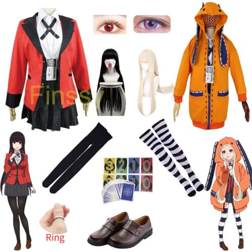Kakegurui Jabami Yumeko Yomoduki Runa Cosplay Costumes High School Girl Student Uniform wig Props Number Poker Props0/1/2/3