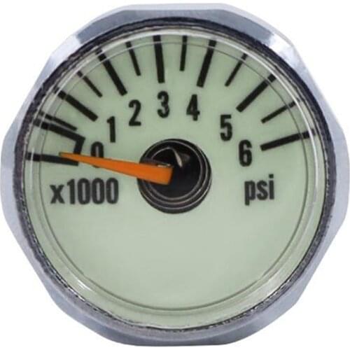 New Scuba Diving Pony Bottle Pressure Gauge 1 Inch Face 350 BAR/5000 PSI 7/16Inch-20UNF Threads