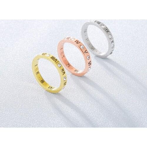 Fashion Rose Gold Roman Numerals Zircon Combination Rings for Women Wedding Ring Engagement Jewelry Valentines Day