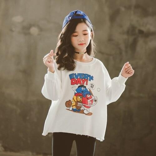 8 10 years Girls Cartoon Print Fashion Casual Long Sleeve Sweatshirt Spring Autumn Cotton Tops Teen Girls Outfit