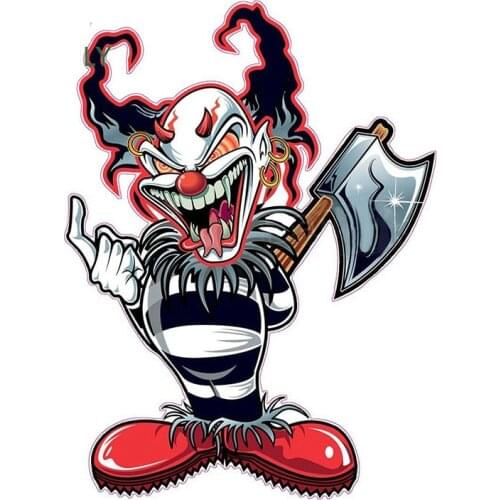Originality Cover Evil Clown Colored Decal Funny Car Styling Stickers Vinyl Graphic Decor for Window Bumper Trunk KK