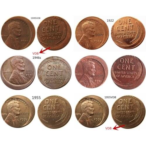 US One Cent 6pcs Different Error with An Off Center Rare Copy Coins