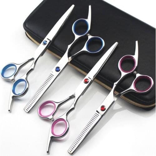 Professional Japan steel 6 '' gem hair scissors haircut scissor cutting barber makas makeup thinning shears hairdresser scissors