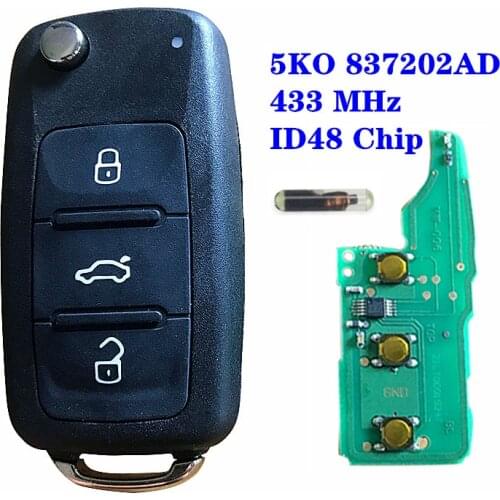 3 Buttons Remote Key Fit for VOLKSWAGEN Caddy Eos Golf Jetta Beetle Polo Up Tiguan Touran 5K0837202AD 5K0 837 202 AD