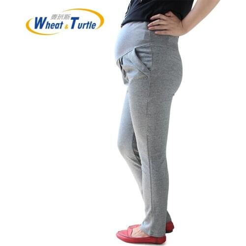 Mid Grey Good Quality Comfortable Cotton Maternity Capris All Match All Season Suitable Casual Harlan Pants For Pregnant Women