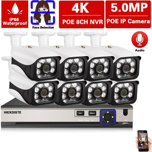H.265 8CH 4K POE NVR Security Camera System Set Audio Record RJ45 IP Camera 5MP Outdoor CCTV Video Surveillance System Kit 4CH