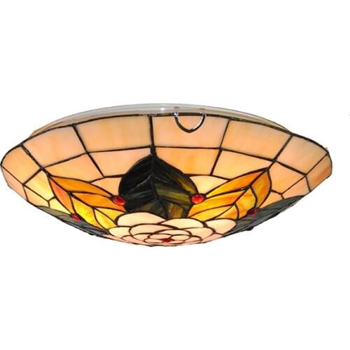 16" Mediterranean Tiffany Stained Glass Ceiling Lights Flower Pattern Suspension Lamp Kitchen Dining Room Bedroom Fixture CL273
