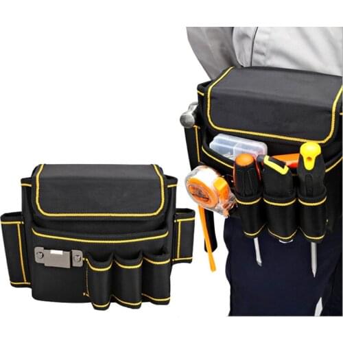 Tool Belt Pouch Bag Polyester Electric Waist Tool Belt Black Lightweight