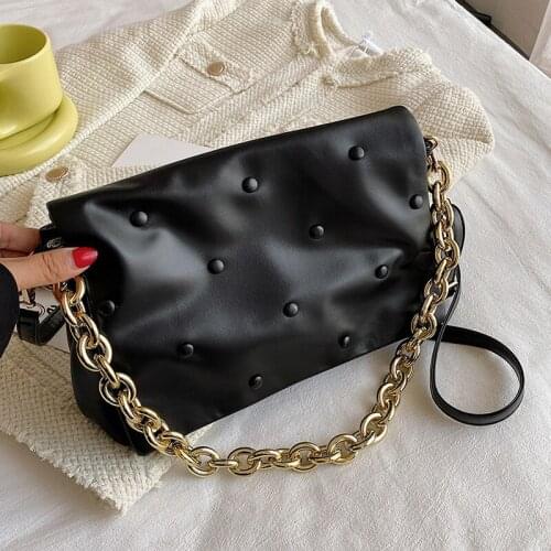 Thick Chain Pu Leather Crossbody Bags For Women 2021 Winter New High Quality Shoulder Handbags and Purses Lady Day Clucth Bag