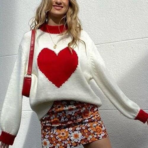 YiYiMiYu Heart Printing Kawaii Clothes Women Long Sleeve Sweater Y2K Aesthetic Casual Streetwear Sweaters Winter Sweatshirt