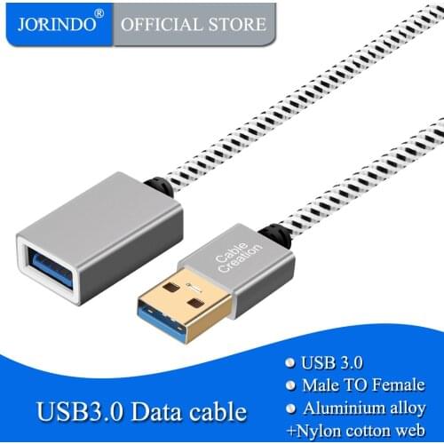 Short USB3.0 Extension Cable,JORINDO USB 3.0 A Male to Female Extender Compatible Oculus VR, Xbox, Scanner,Space Gray Aluminum