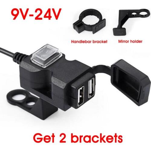 Waterproof Motorcycle USB Phone Charger 5V Dual Ports Smart Charging Power Socket for Phone/Tablets