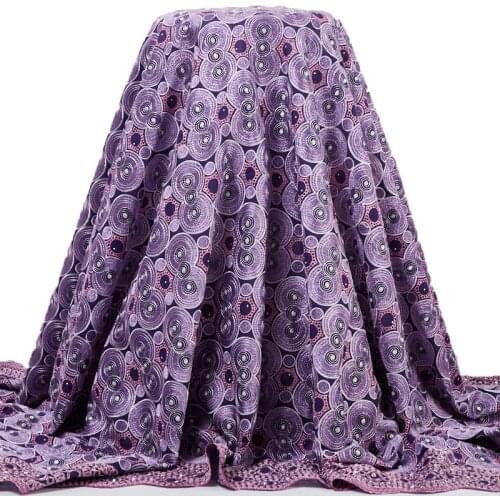 Zhenguir Purple Nigriian Fabric 2021 New High Quality Swiss Voile Lace Cotton Fabric Sewing Embroidery Wedding Women Dress A2457