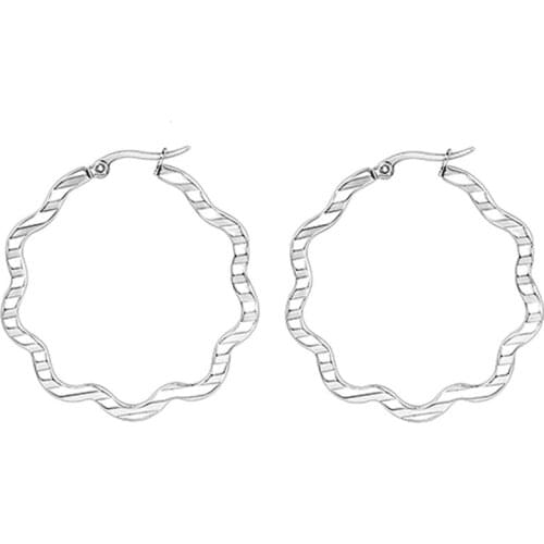 RIR Hoop Earring Round Big Style Ear Clear Circle Charm Women Gift Fashion Souvenir 40mm In Stainless Steel