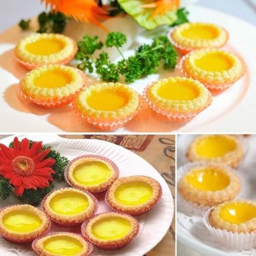 10pcs Egg Tart Mold Non Stick Ripple Aluminum Reusable Flower Shaped Cupcake Kitchen Made Cake Mold Muffin Baking Cups