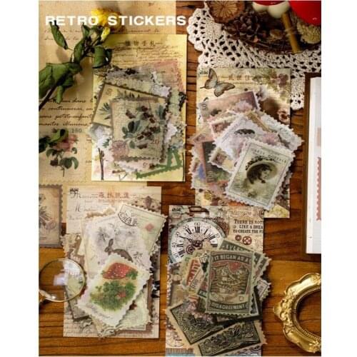 12pack wholesale Retro Stamp Sticker Pack Time Post Office DIY Stationery Stickers Vintage Scrapbooking Diary Albums Supplies