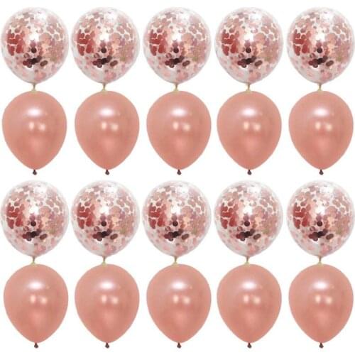 20pcs Rose Gold Confetti Balloons Chrome Metallic Balloon Birthday Decor Party Wedding Decorations Anniversary Baby Shower Balon