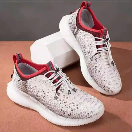 2021 new design 100% real genuine snake skin python leather leisure loafer shoe cow skin lining white beige color python skin