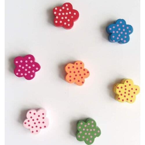 30Pcs Printed Florets Colorful Wooden Beads Children DIY Handmade Beaded Material Loose Beads Jewelry Baby Toys