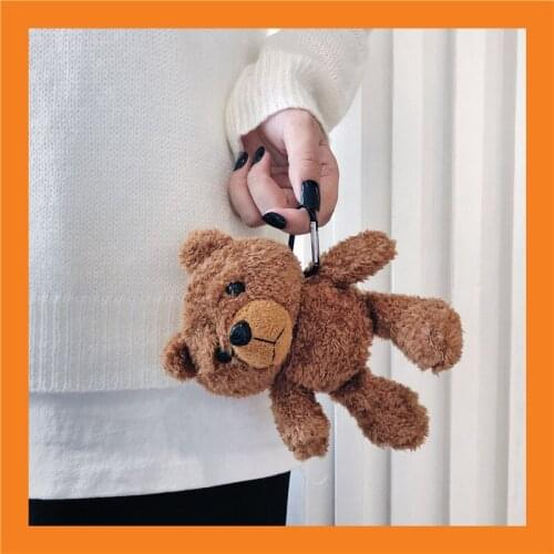 3D Cute Cartoon Manual Plush Toys Ted Bear Protection Headphone Cover For Apple Bluetooth Headset Airpods 1 2 Earphone Cases