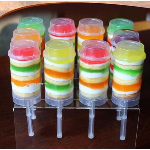 480pcs Push Up Pop Cake Container Cupcake Plastic Transparent Food Grade Lid For Party Decoration Round Kitchen Tool FEDEX DHL