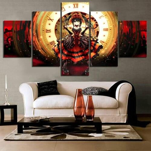 5 piece HD girl Anime photos Sonico Kurumi DATE LIVE canvas art animation poster paintings for decoration