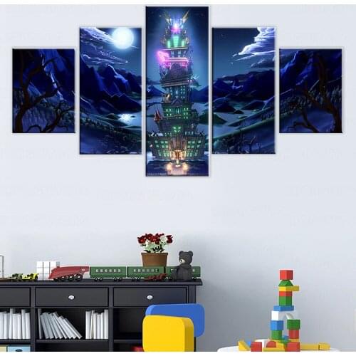 5 piece Canvas Paintings Luigis Mansion 3 Game Poster Pictures Wall art Paintings for living Home Decor Frame