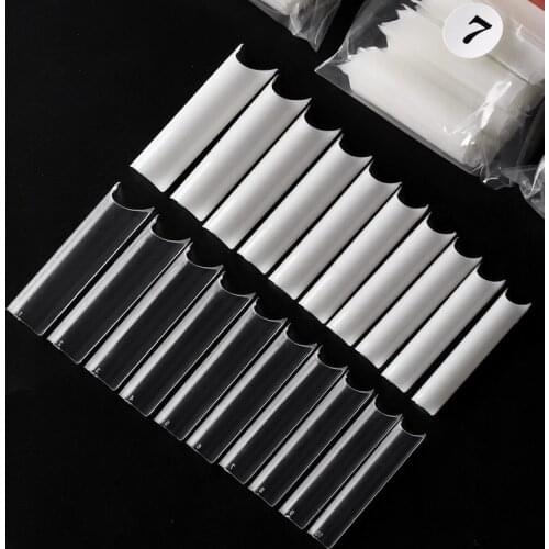 500 Pcs/bag Extra-Long False Nail Tips C Curved Full Cover Fake Nail Tip Clear Nature Acrylic Nails DIY Salon Manicure Supply