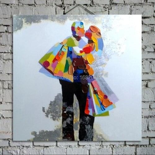 Handmade Abstract Design Husband And Wife Oil Painting On Canvas Hand Painted Modern Abstract Wall Decoration