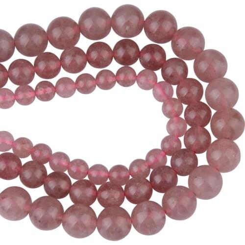 Chanfar High Quality Natural Strawberry quartz Stone Round Beads For Jewelry Making DIY Bracelet Necklace 6/8/10mm Strand