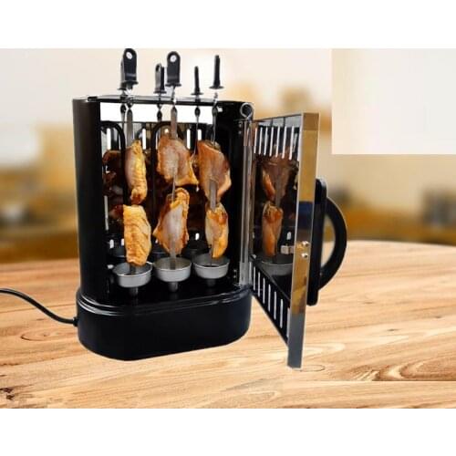 220V 1000W Smokeless Electric Grill Vertical automatic rotary Rotisserie Meat BBQ Kebab Rotating Chiken Skewer Small Oven