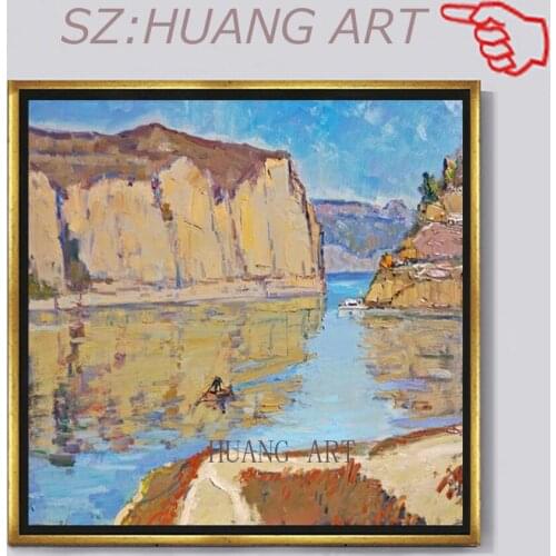 New Chinese style hand-painted oil paintings of Huang Shi are original large-scale murals that decorate home walls of high qual