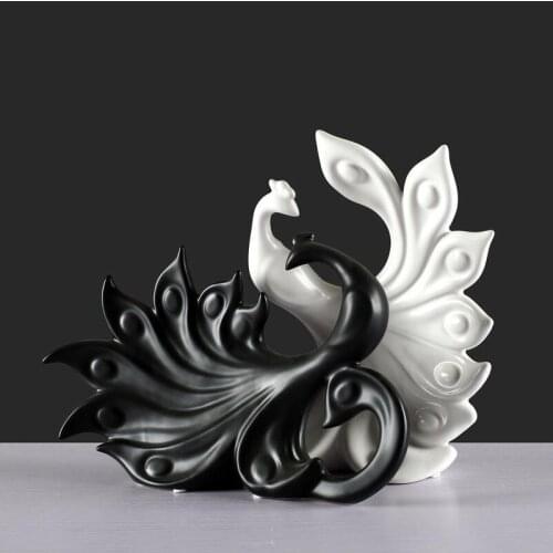Creative Ceramic Peacock Ornaments Home Livingroom Porch Bar Desktop Ceramic Figurines Miniatures Accessories Crafts Decoration