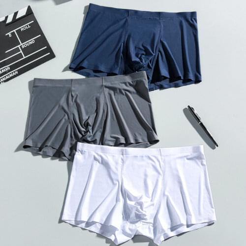 Summer Ice Silk Cool Thin Sexy Mens Cotton Gay Underwear Boxers Shorts Free Shipping