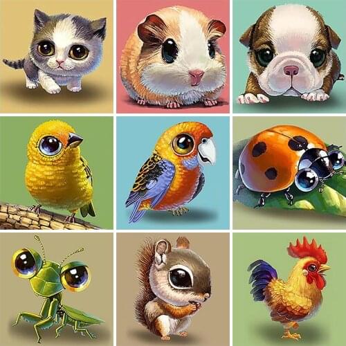 Lovely Animal Diamond Painting Full Round Cartoon Children New DIY Sticking Drill Cross Stitch 5D Embroidery Toy Decorative