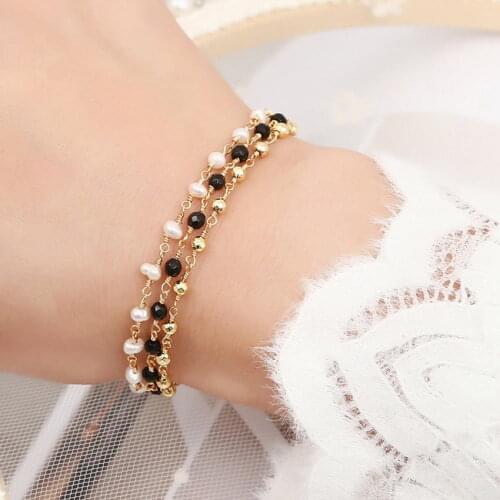 Fashion INS 3mm Purple Stone Crystal Beaded Bracelets for Women Delicate Freshwater Pearl Jewelry Boutique Quality Wholesale