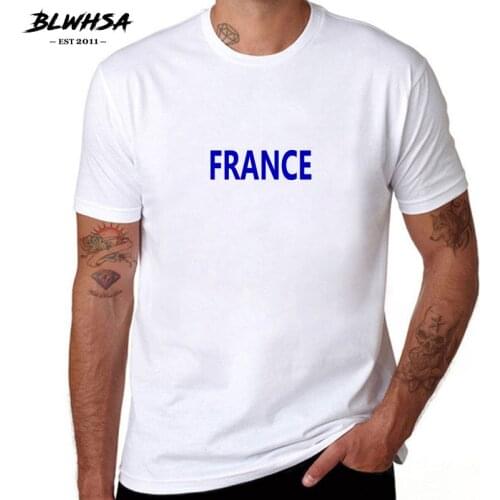 BLWHSA France Fans Cheer Men T Shirt Summer Cotton Tshirts for Male FRANCE Letters Design Printed Short Sleeve Men Clothing