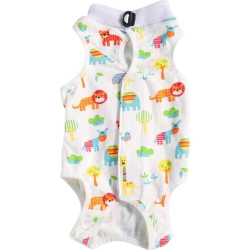 Cartoon Printed Soft Cat Clothes Recovery Suit For Wounds Dog Shirt After Surgery Wear Cat Clothing Anti Licking Wounds Cat Vest