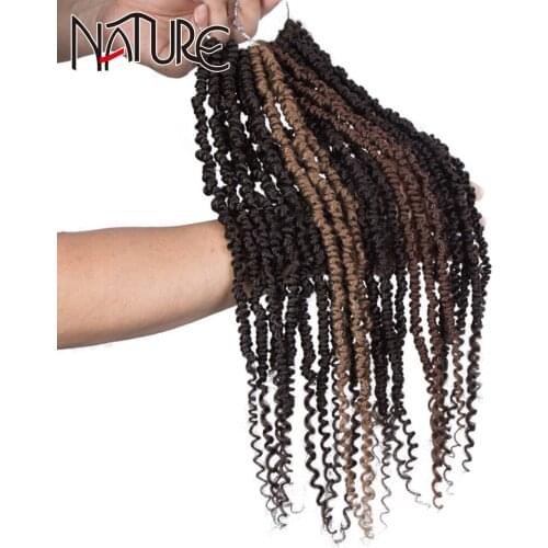 Nature Hair 20 inch Pre-looped Fluffy Crochet Braid Hair Ombre Synthetic Hair 24 strands Pre Twisted Passion Twist Crochet Hair