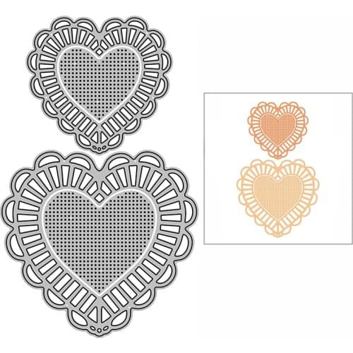 New Two Scalloped Edge Hearts Craft Embossing Mold 2021 Metal Cutting Dies for DIY Album Card Making Scrapbooking Decor No Stamp