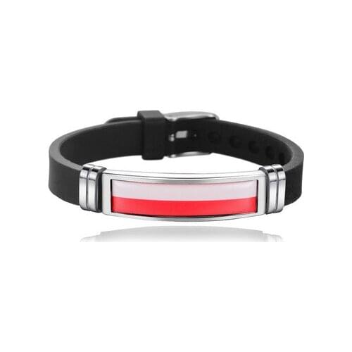 New Poland Flag Bangles Sporty Style Stainless Steel Silicone Poland Country Flag Bracelets Jewellery