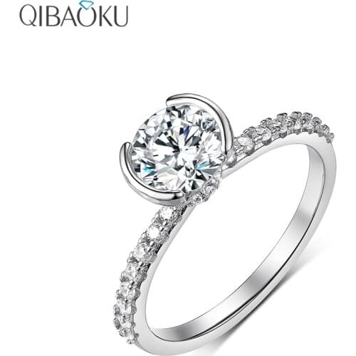 White Gold Round Half-Bezel Moissanite Engagement Rings for Women 14K 18K Rose Gold Moissanite Ring Luxury Jewelry