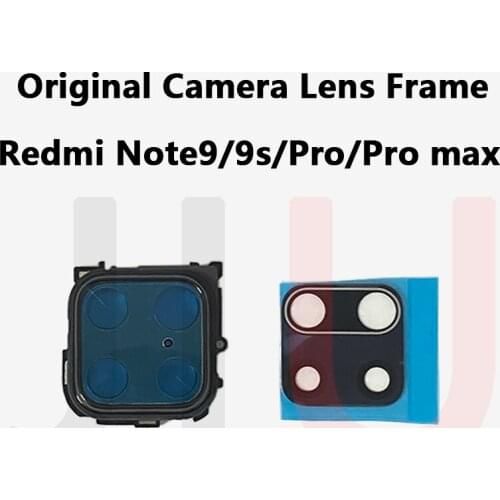 Xiaomi Original Rear Camera Glass Lens Cover With Frame Holder with Sticker Replacement Spare Parts For Redmi note9 9s Pro max