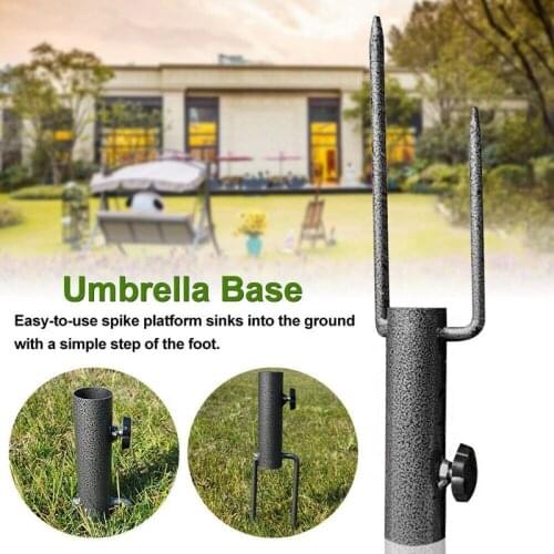 Portable Umbrella Base Heavy Duty Ground Insert Steel Coating Ground Base Park Patio Outdoor Ground Parasol Pole Holder