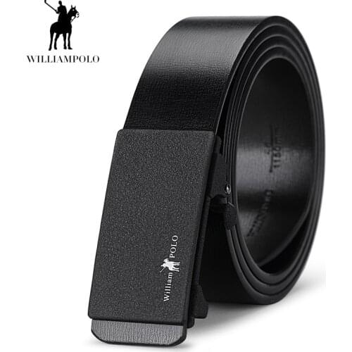 WilliamPolo Mens Genuine Leather Belt Luxury Brand Designer Leather with Automatic Buckle Belt 17128-129p