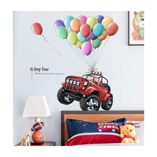 DIY Creative Car Balloon Home Decoration Wall Sticker Living Room Bedroom Wall Decals Mural Wallpaper