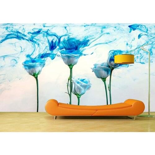 Custom 3D Photo Abstract Rose Painting Removable Wall Papers Self-adhesive Vinyl Wall Sticker Art Home Decor Mural